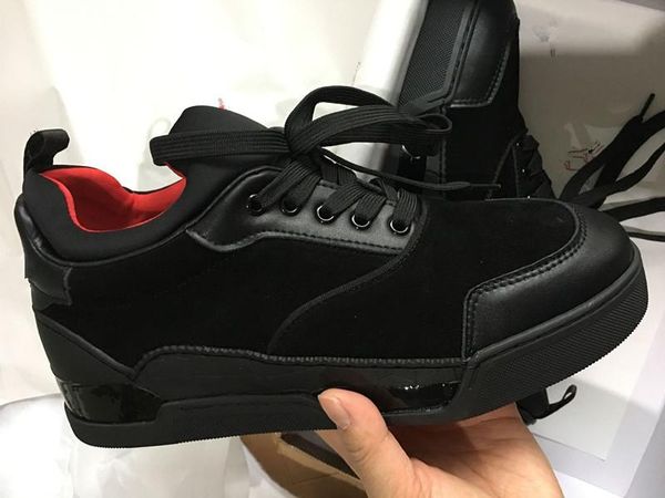 

famous designer men wedding shoes red bottom sneakers men shoes aurelien flat sneakers low-suede trainers outdoor walking sneaker l14, Black