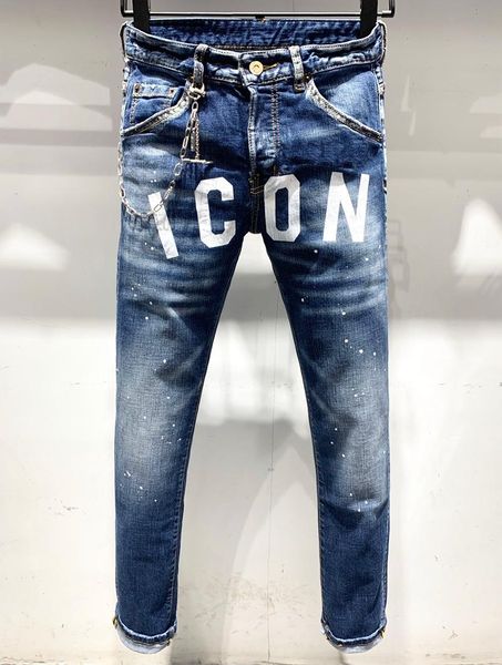 

h826 mens 2019 luxury дизайнер одежды печать письма мужские джинсы дизайнер европейский и американский рваные джинсы размер 28-38, Blue