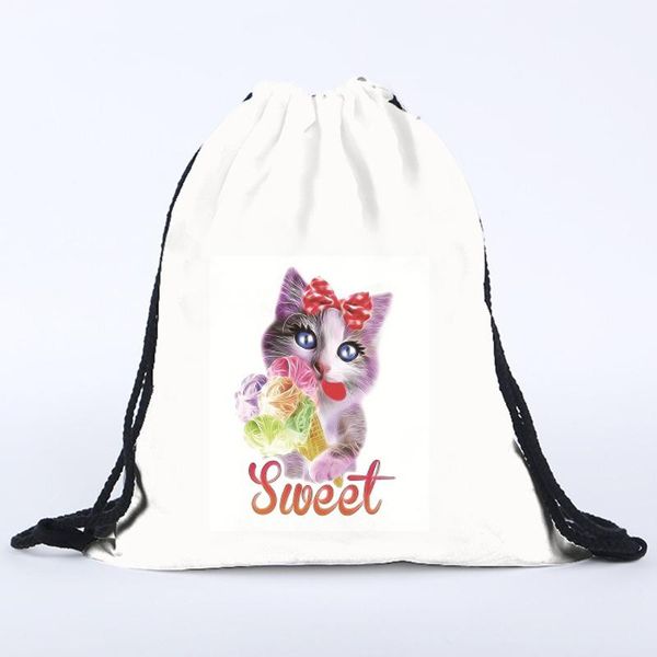 

drawstring рюкзак повседневные дорожные сумки resuable drawstring сумка книжная упаковка 3d cat печать сумки мультфильм рюкзаки мешок