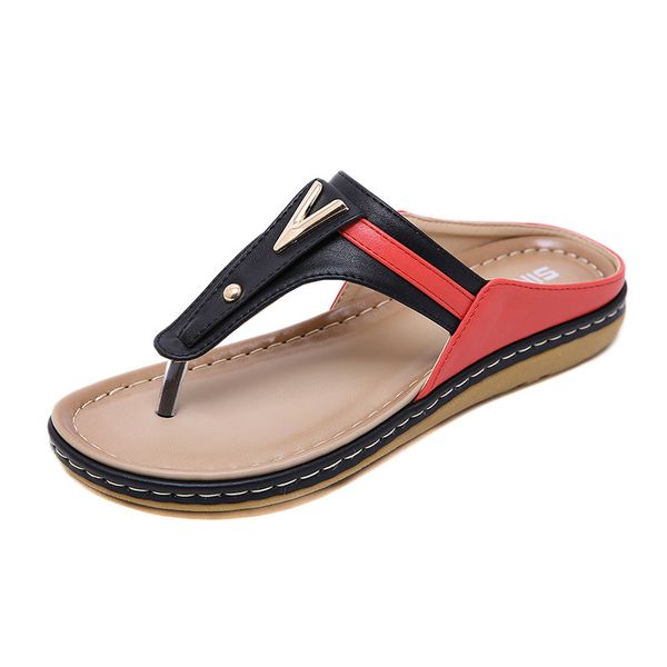 

2020 summer women shoes flip flops ladies beach sandals plus size women sandals flat flip flops fashion a912, Black