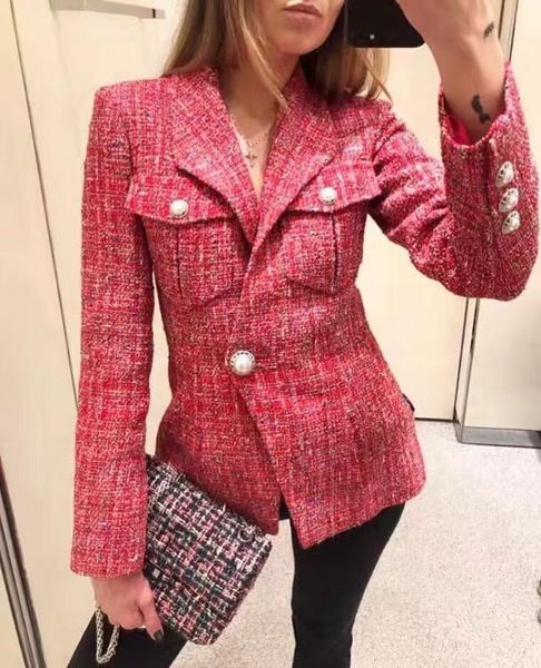 

2019 spring luxury coat women tweed jacket coat rmsx 4.12, Black;brown