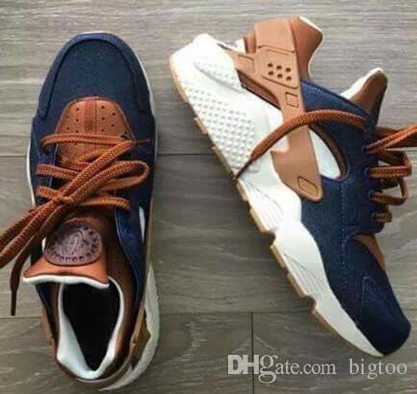 

Nike Huarache ID 2018 Custom Breathe Кроссовки Мужчины Женщины Темно-синий Тан Мода Huaraches Многоцв