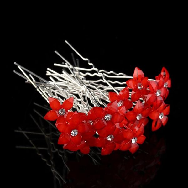 

pcs crystal rhinestone flower hair pin hair clips women wedding party bridal jewelry wholesale, Golden;white