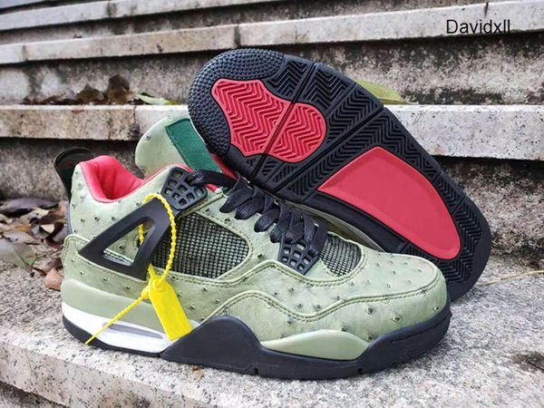 

new style travis x 4 houston green ostrich veins men basketball shoes 4s cactus jack black red mens designer sports sneaker