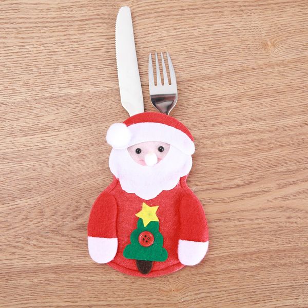 

christmas table fork knife pocket gift bag tableware xmas party cutlery decor nonwevens santa claus deer dinnerware holder
