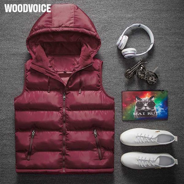 

autumn winter fashion sleeveless jacket men thickening hoodies vest men hat hooded waistcoat casual warm and windproof 6xl, Black;white