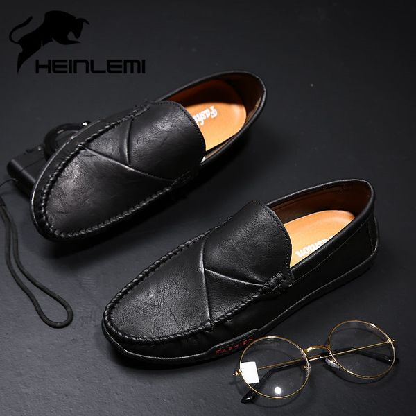 

heinlemi hard-wearing retro style italian men dress shoes breathable loafers tide wedding shoes for men recommend, Black