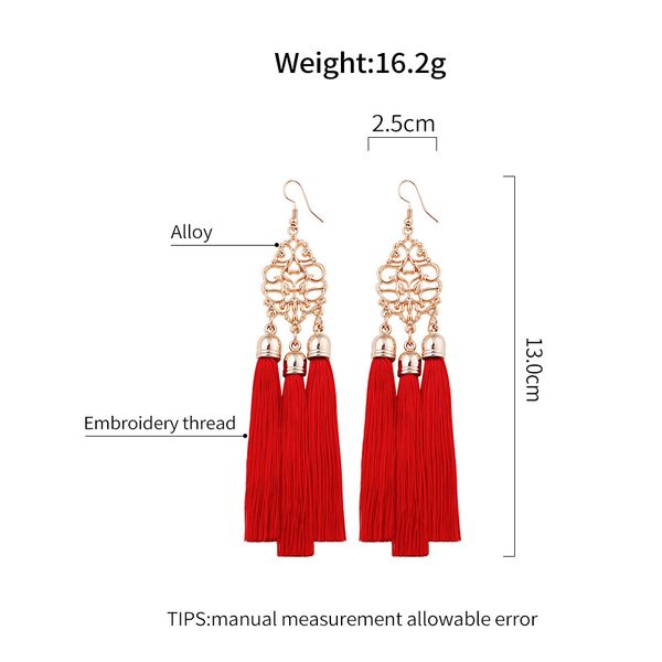 

3 пары сережек из гипоаллергенного сплава с кисточкой, серьги, Silver