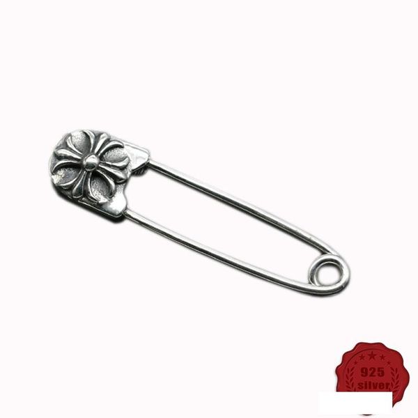 

100% s925 sterling silver brooch personality fashion classic retro punk style jewelry cross creative gift 2019 new sale, Gray