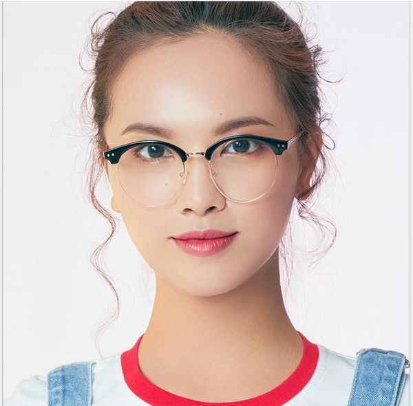 

new flat mirror g007 retro fashion flat glasses trend texture glasses frame men and women flat mirror, White;black