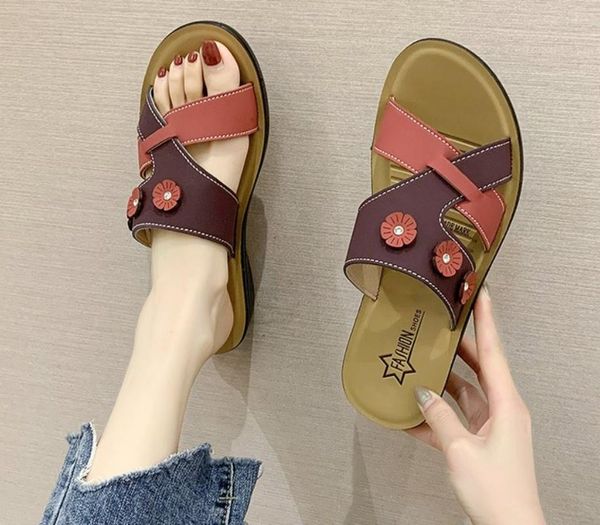 

summer women slippers rome retro casual shoes thick bottom wedge open toe sandals beach slip on slides female, Black