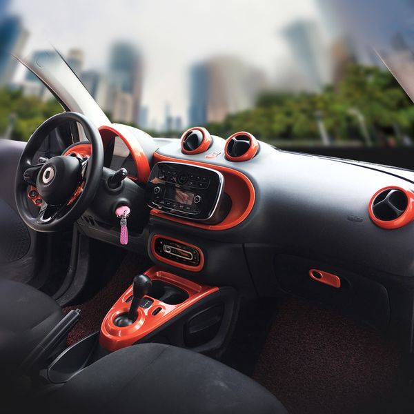 Orange Car Interior Decoration Gear Panel Outlet Cover A C Headlight Control Moulding Trim For Smart Fortwo Forfour 2015 2016 2017 2018 Car Interior
