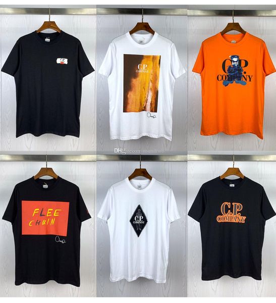 

20ss summer cp company print t shirt men women couple summer casual street t-shirt designer t shirt breathable short sleeve, White;black
