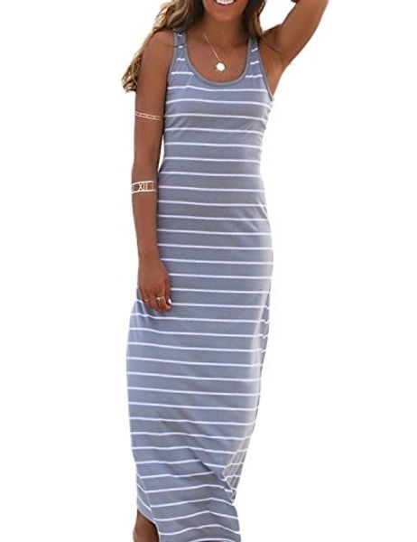 

persun women's cotton plain sleeveless casual long tank dress, Black;gray