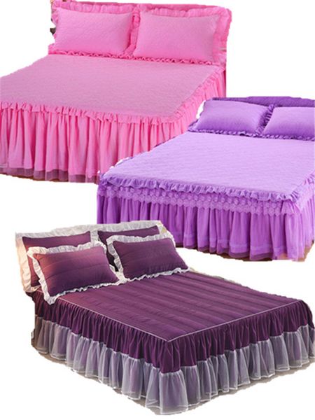 

1/3pcs luxury lace bed skirt princess bed cover sheets pillowcases laminated bedding a variety of styles