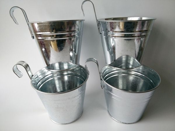 

d15xh18cm серебристого металла плантатор оцинкованного держатель цветок висячие плантатор стен плантатор крюк basket балконные украшения сва