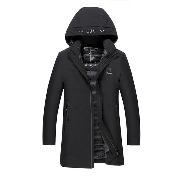 

plus 10xl 8xl 6xl 5xl duck dow jacket men warm thick quality zipper hooded dow coats male overcoat jackets winter men jacket, Black