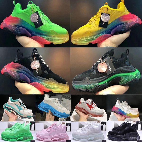 

2020 new fashion paris crystal vintage dad casual shoes 17fw triple s platform combination mens women luxury trainers brand sports sneakers, White;red