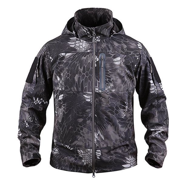 

outdoor men's camping tactical jacket camouflage cotton breathable waterproof jacket trekking climbing training jackets, Blue;black