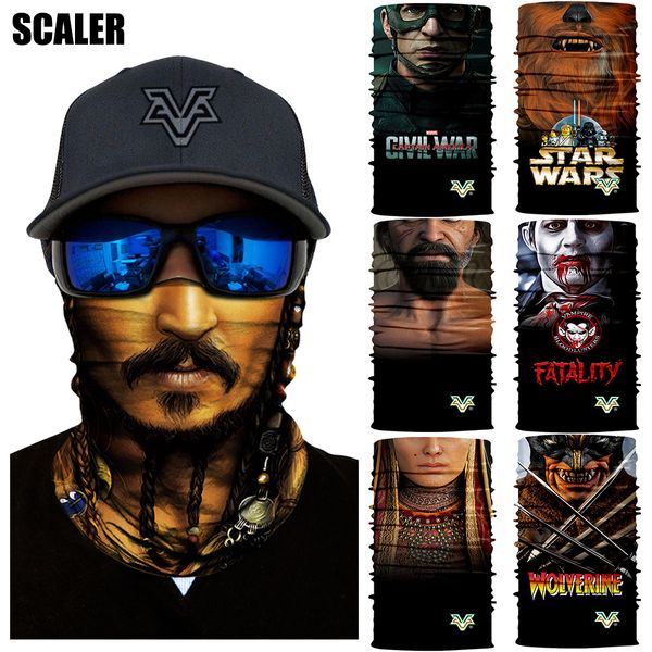 

3d vampire half face mask marvel superhero seamless bandana ciclismo braga cuello pirate hat cap windproof uv wolverine headband, Black