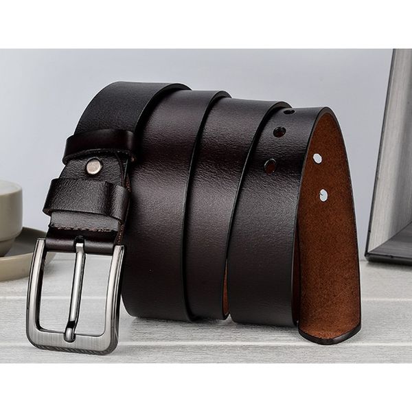 

120 130 140 150 160 170 men belt genuine leather strap male belts for men jeans cowskin pin buckle belt black brown