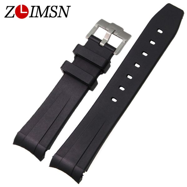 

20mm rubber watch band men black diving watchbands belt waterproof silicone watch strap steel buckle accessories rol103, Black;brown