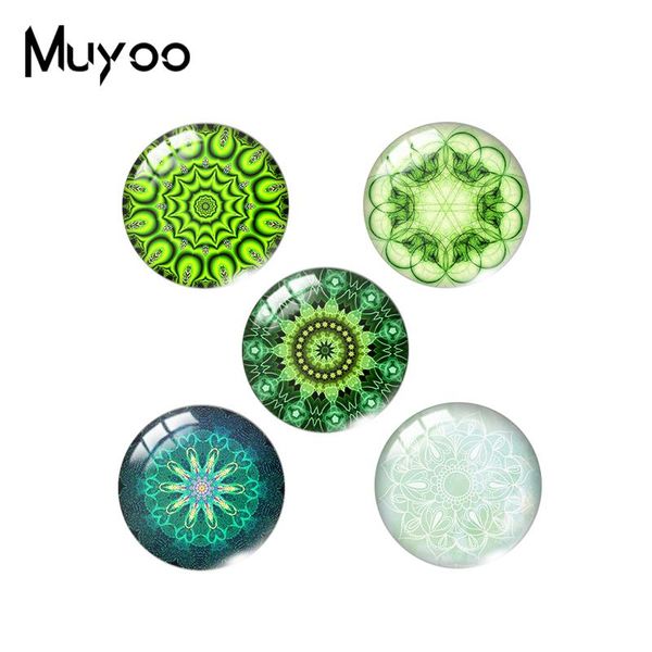 

2019 new green mandala glass dome cabochon round mandalas cabochons art hand craft p jewelry, Blue;slivery