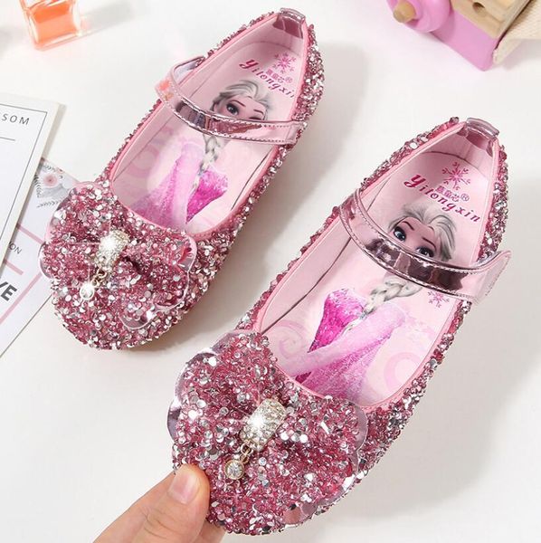 

children princess shoes for girls sandals flat heel glitter shiny rhinestone enfant fille female party dress shoes leather shoes, Black;red