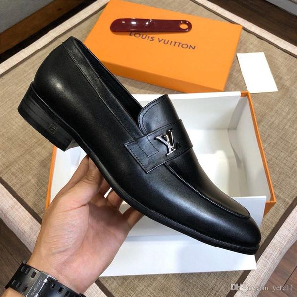 

19fw new men's pointed straps business retro shoes men's fashion casual dress shoes wedding shoes sapato social masc yecq7, Black