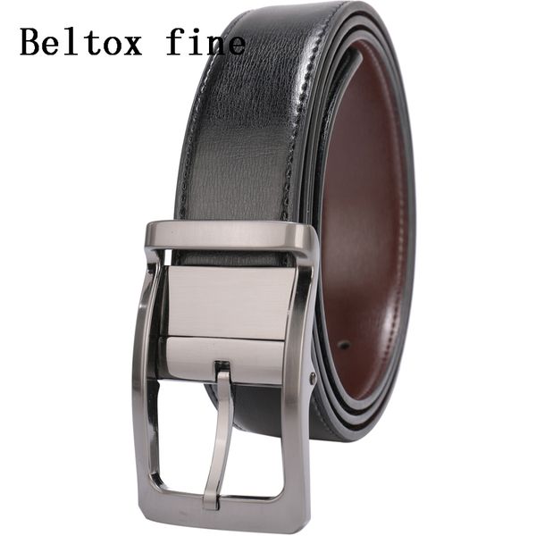 

belts for men genuine leather dress belt reversible 1.25 inch wide with rotated buckle factory cinturon two in one black/brown