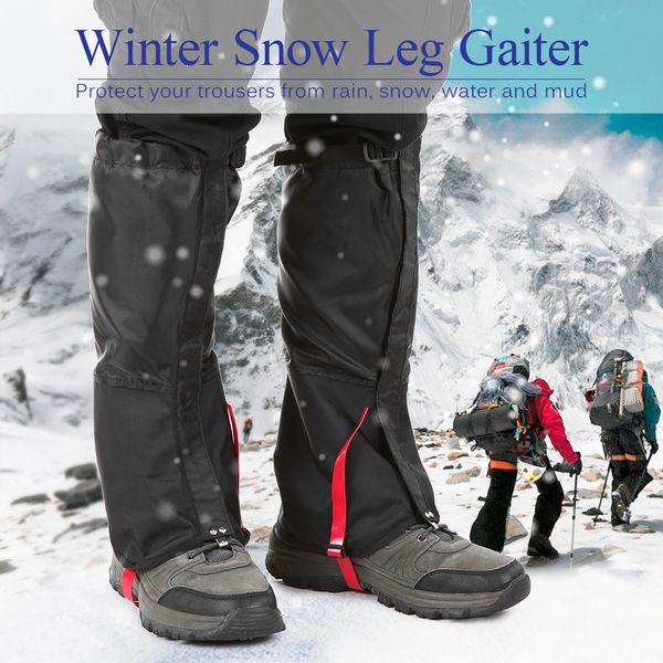

waterproof cycling legwarmers leg cover camping hiking ski boot travel shoe snow hunting climbing gaiters windproof, Black