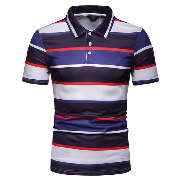 

men's clothing polo shirt fashion casual trend short-sleeved men's slim lapel t-shirt, White;black
