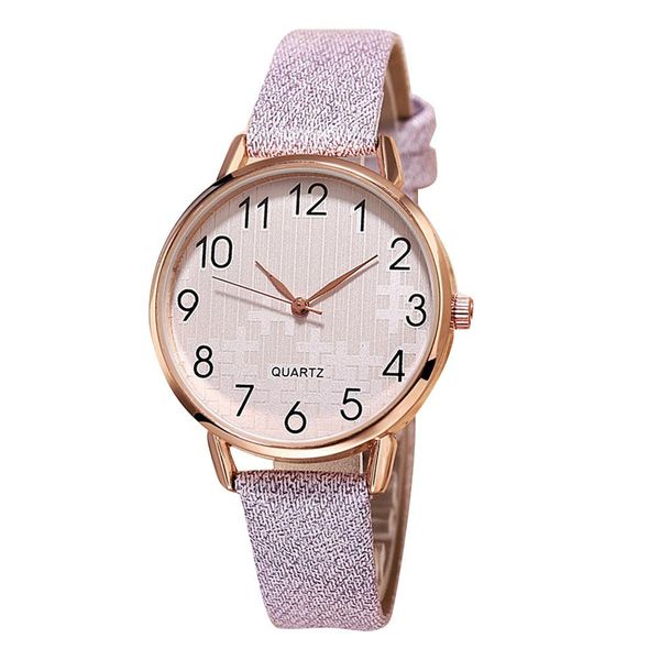 

женщины часы арабскими цифрами круглый циферблат поддельный кожаный ремешок аналоговые кварцевые наручные часы женские моды часы, Slivery;brown