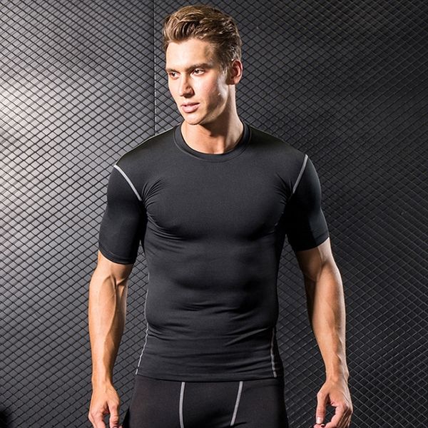

dry fast дышащих эластичный мужчины gym футболки спорт баскетбол колгота поезд undershirt singlet с коротким рукавом людей тренироваться тен, Gray;blue