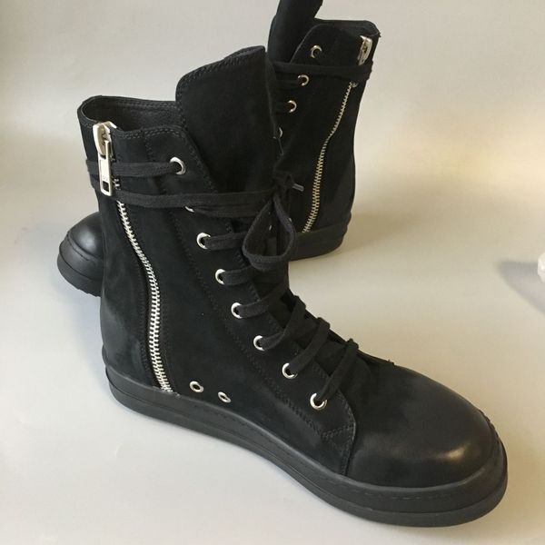 

factory outlet genuine leather high-men's shoes new list real picture system simple wax surface first layer of leather half boots, Black
