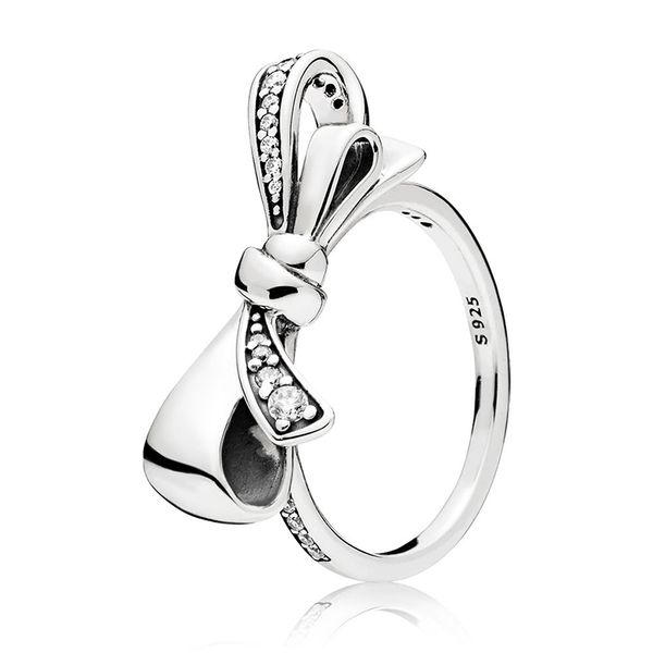 

925 sterling silver ring charms pave logo signature classic lotus rice ear bow crystal round ring for women 925 jewelry