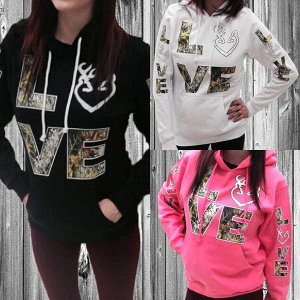 

fashion new women long sleeve hoodie sweatshirt casual printing long warm hooded coat pullover, Black