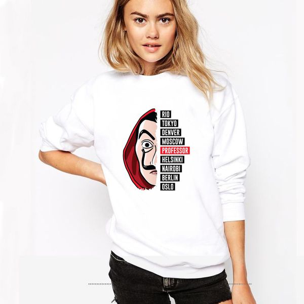 

sweeper explosions card house third season money heist round neck autumn and winter new products, Black