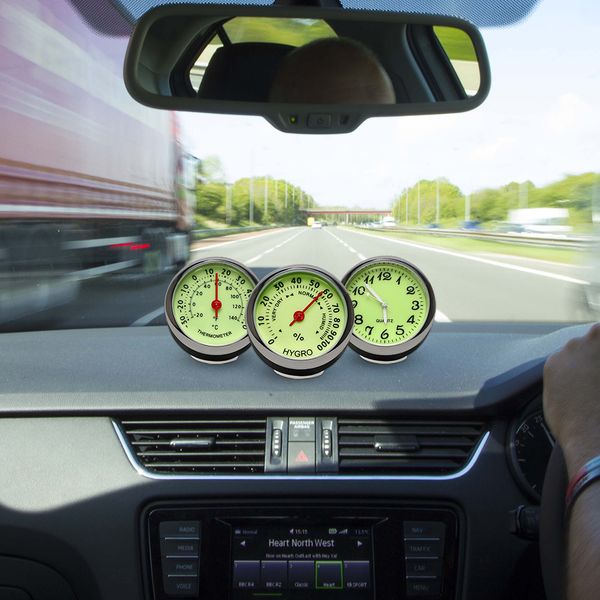 

leepee car decoration ornaments car-styling quartz watch mini mechanics car clock thermometer hygrometer luminous
