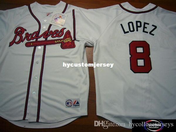 

custom majestic atlanta #8 javier lopez sewn baseball jersey white size choice mens stitched jerseys big and tall size xs-6xl for sale, Black;blue