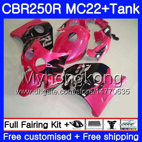 Injeção + Tanque Para HONDA CBR 250RR CBR250 RR 95 96 97 98 99 263HM.29 Rosa preta quente MC22 CBR 250 CBR250RR 1995 1996 1997 1998 1999 Carenagem