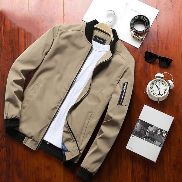

2019 men coat thin section slim fit leisure autumn men's wear solid color jacket shirt coat, Black;brown