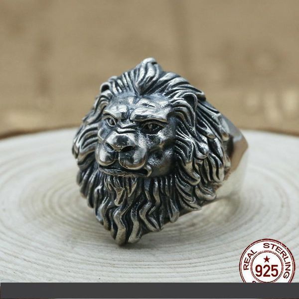 

s925 стерлингового серебра открытое кольцо ювелирные изделия тенденция панк ретро тайский серебро популярные мужские личности резные лев юве, Silver