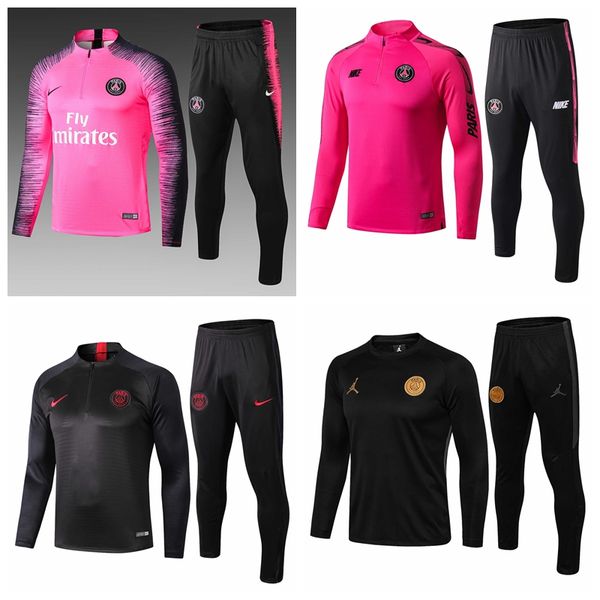 

2019 20 jordam x p g long leeve training uit urvetement 2019 p g mbappe football hirt air jordam occer jer ey kit, Black;red