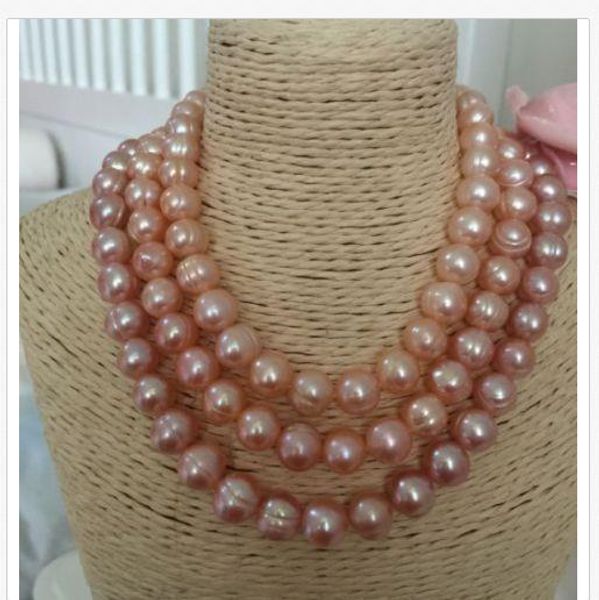 

long natural huge south sea 11-12mm pink pearl necklace 50"14k gold clasp, Silver