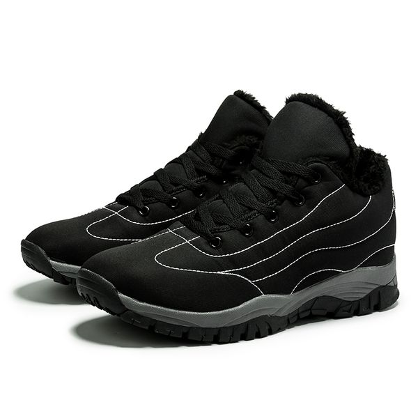 

2019 new men boots winter snow boots casual waterproof ankle warm winter shoes snow men shoes plus size 38-46, Black