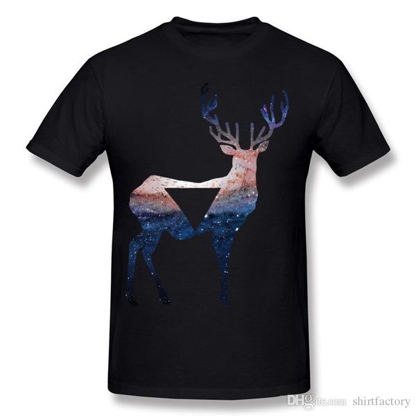 

wholesale cotton fabric deer galaxy tee-shirt crew neck gray short sleeve t shirt large size custom tee-shirt, White;black