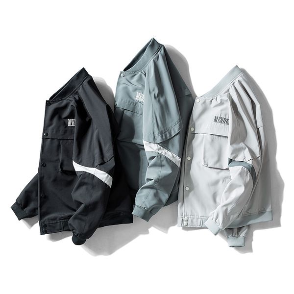 

2019 jacket men casual baseball jacket button coat spring autumn male bomber jackets street fashionable windbreaker outerwears, Black;brown