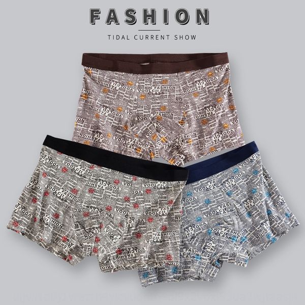 

breathable thin cotton underwear men's middle underwear underpants waist printed boxer pants youth four-corner underpants, Black;white