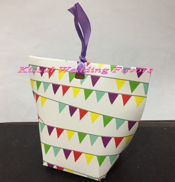 

50 pieces/lot) bridal shower gift bags of water drop candy gift bags and colorful flag paper box for party favor boxes